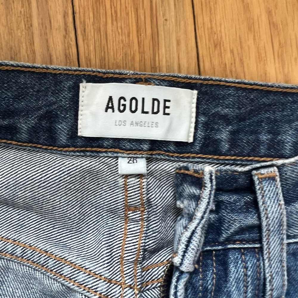 Agolde Blue High Rise Patchwork Jeans - image 3